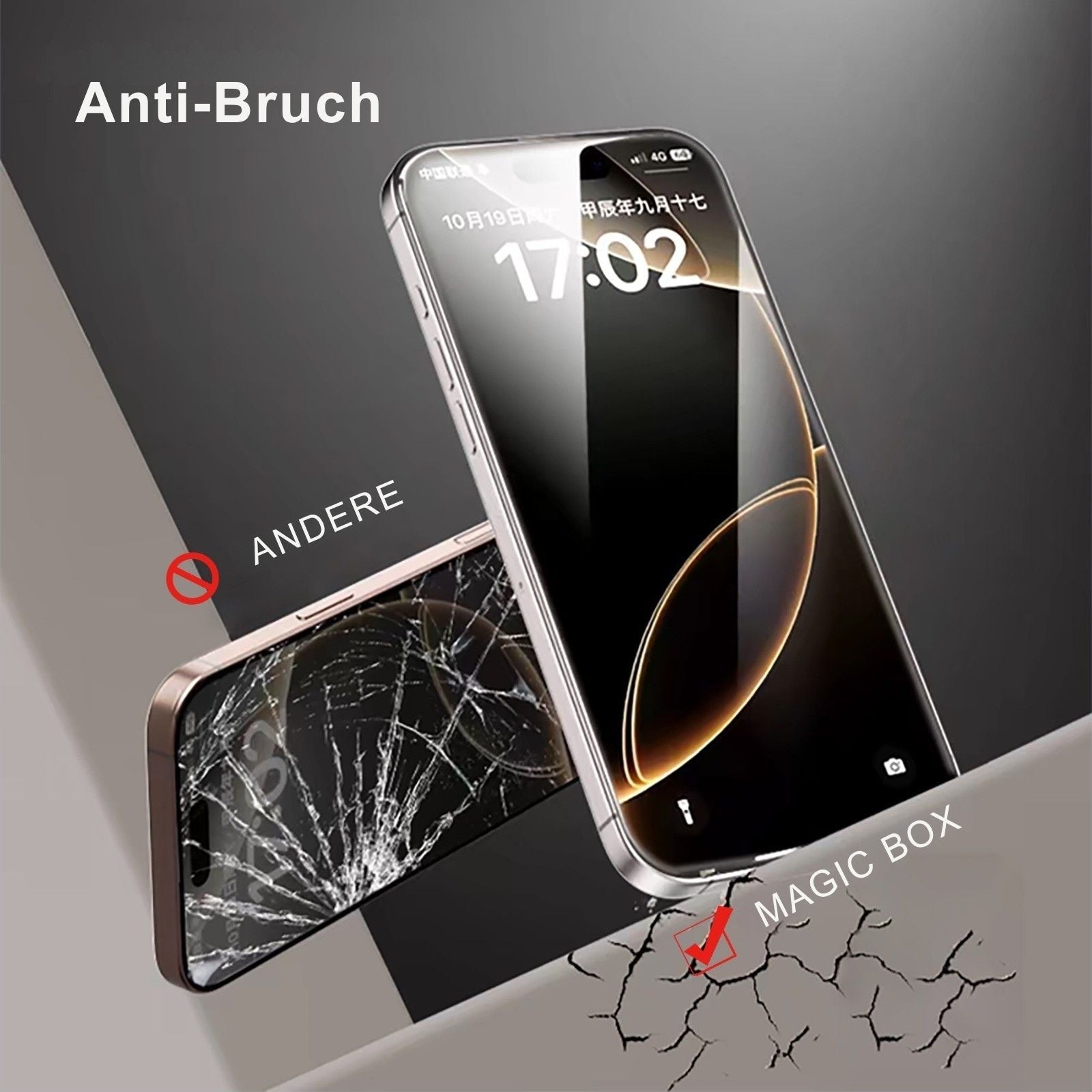 iPhone 17 Pro Max Schutzglas / Panzerfolie – 9H Displayschutz mit Anbringhilfe